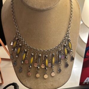 Silver and Yellow Dangle Necklace